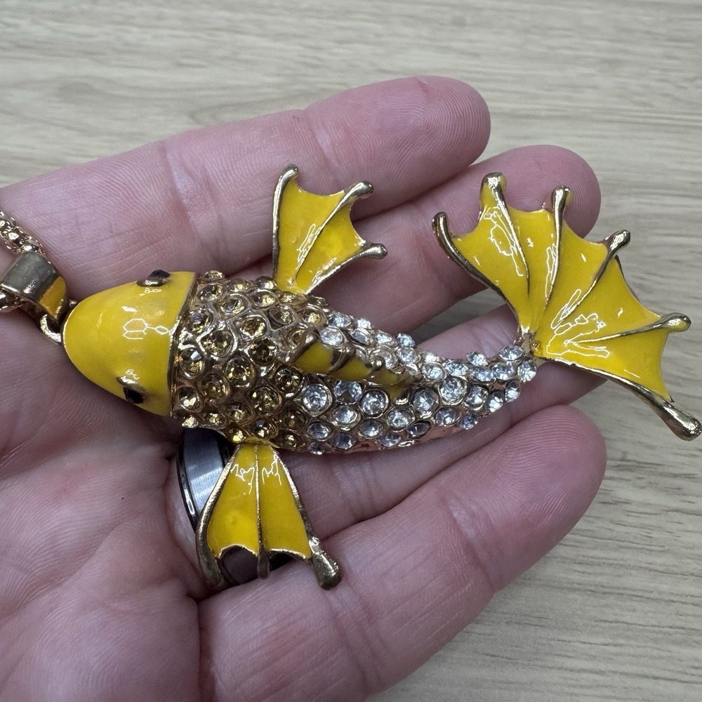 Betsey Johnson Koi Fish 3D Rhinestone Pendant‎ Necklace Yellow